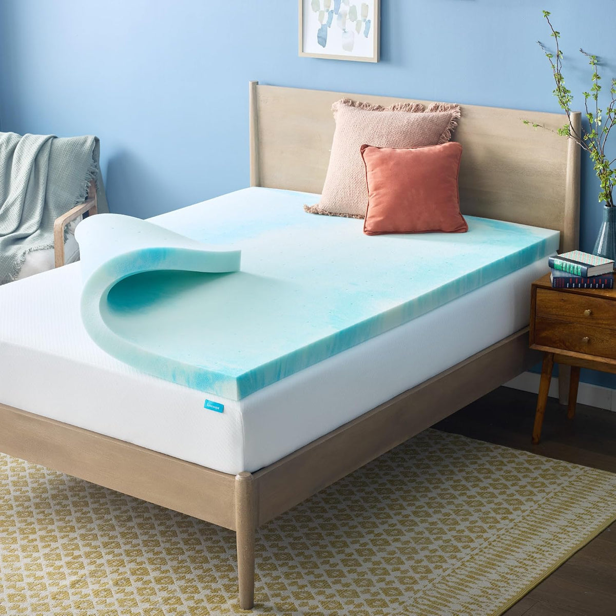 Linenspa Memory Foam Mattress Topper, Twin XL Size - 2 Inch Gel Infused Memory Foam - Plush Feel - Cooling and Pressure Relieving - CertiPUR Certified - Dorm Room Essentials
