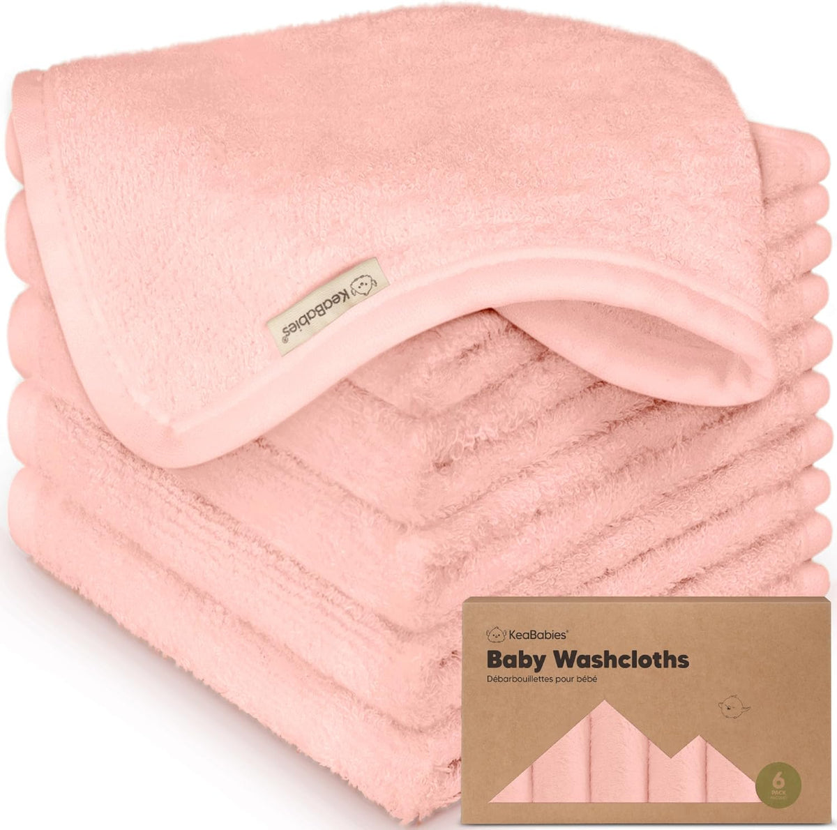 6-Pack Baby Washcloths, Soft Absorbent Washcloths for Face, Body (White)