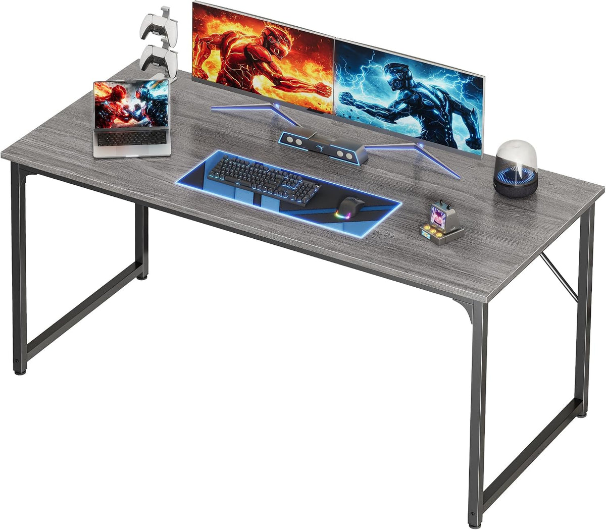 PRAISUN 47 X 24 Inch Computer Desk with Deeper Desktop, Gaming Office Writing Work Desk for Home Office, Study, Bedroom, Work from Home, Metal Frame, Rustic Brown
