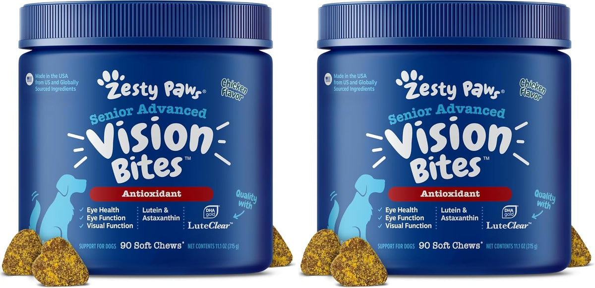 Zesty Paws Senior Dog Supplement - Eye & Vision Chews, Chicken, 90 Ct