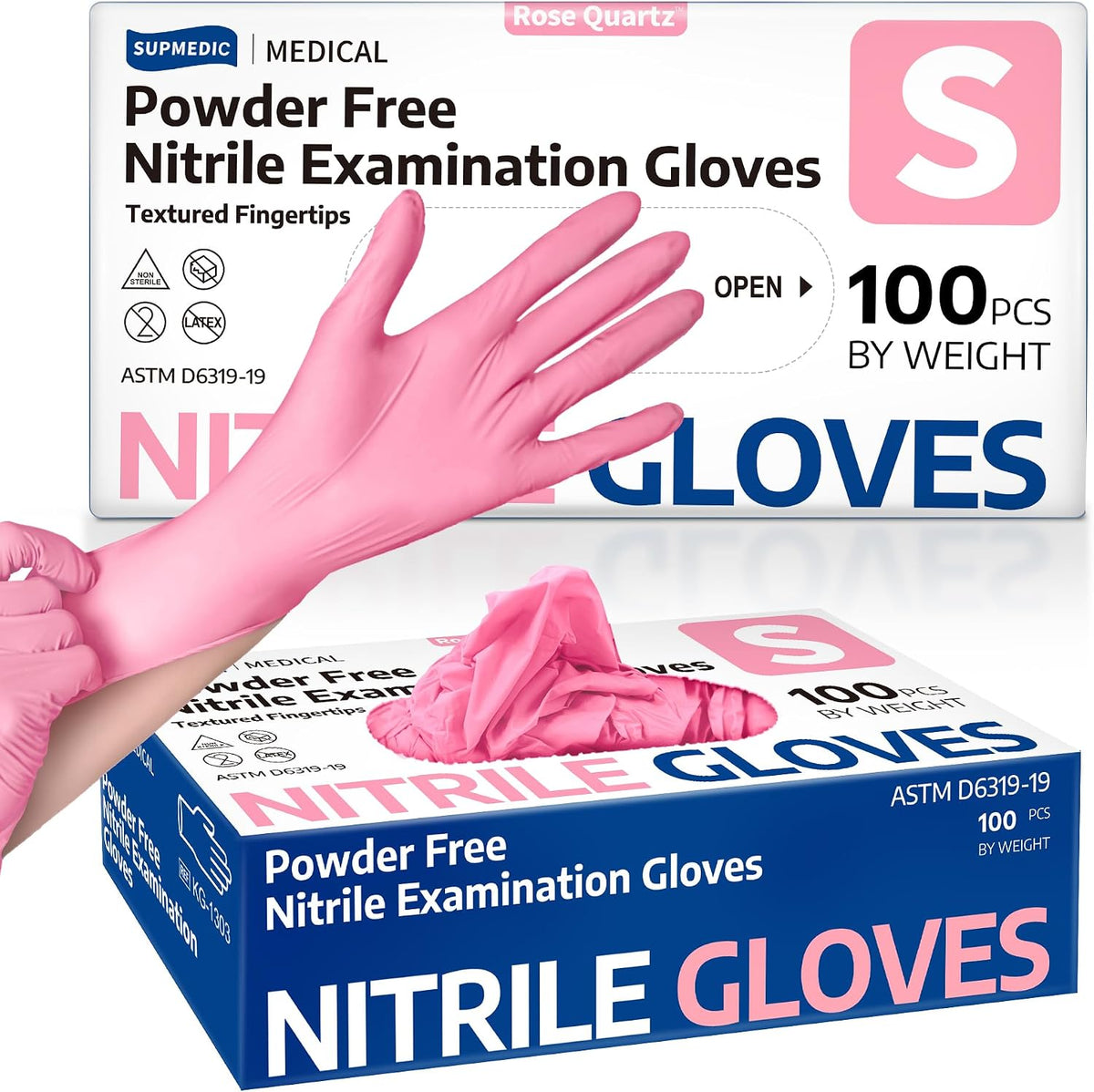 Supmedic Medical Nitrile Exam Gloves, Latex & Powder-Free Disposable 100 Ct