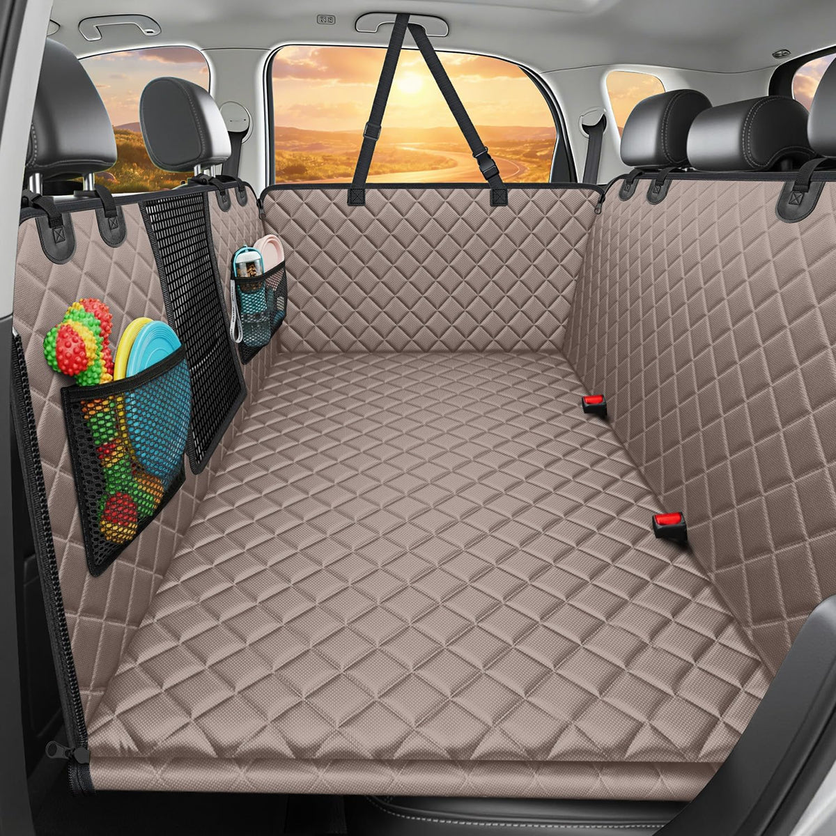 URPOWER Back Seat Extender for Dogs, Large Hard Bottom Dog Car Seat Cover