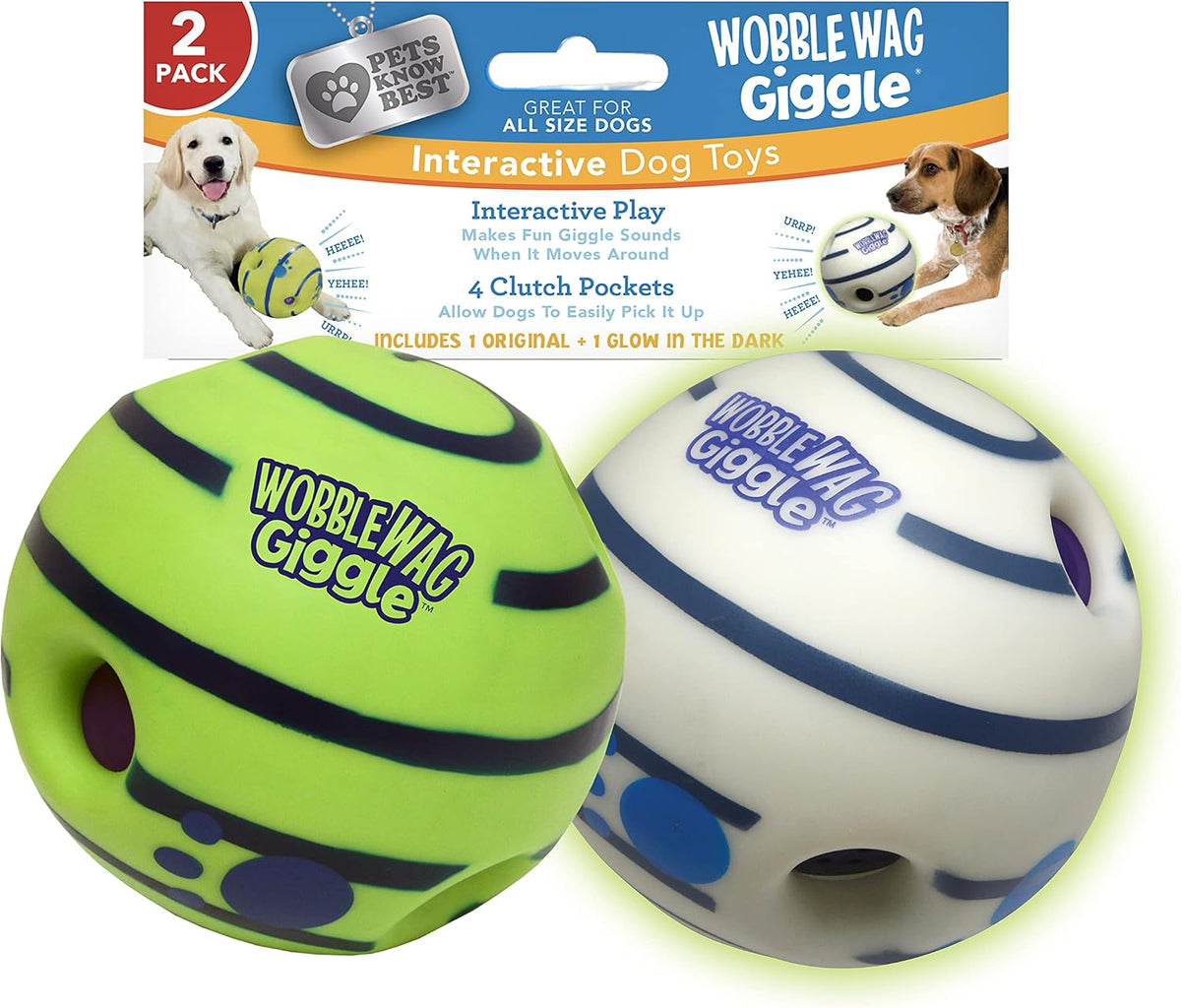 Wobble Wag Giggle Ball, Interactive Dog Toy, Fun Giggle Sounds When Rolled or Shaken, Pets Know Best, As Seen On TV
