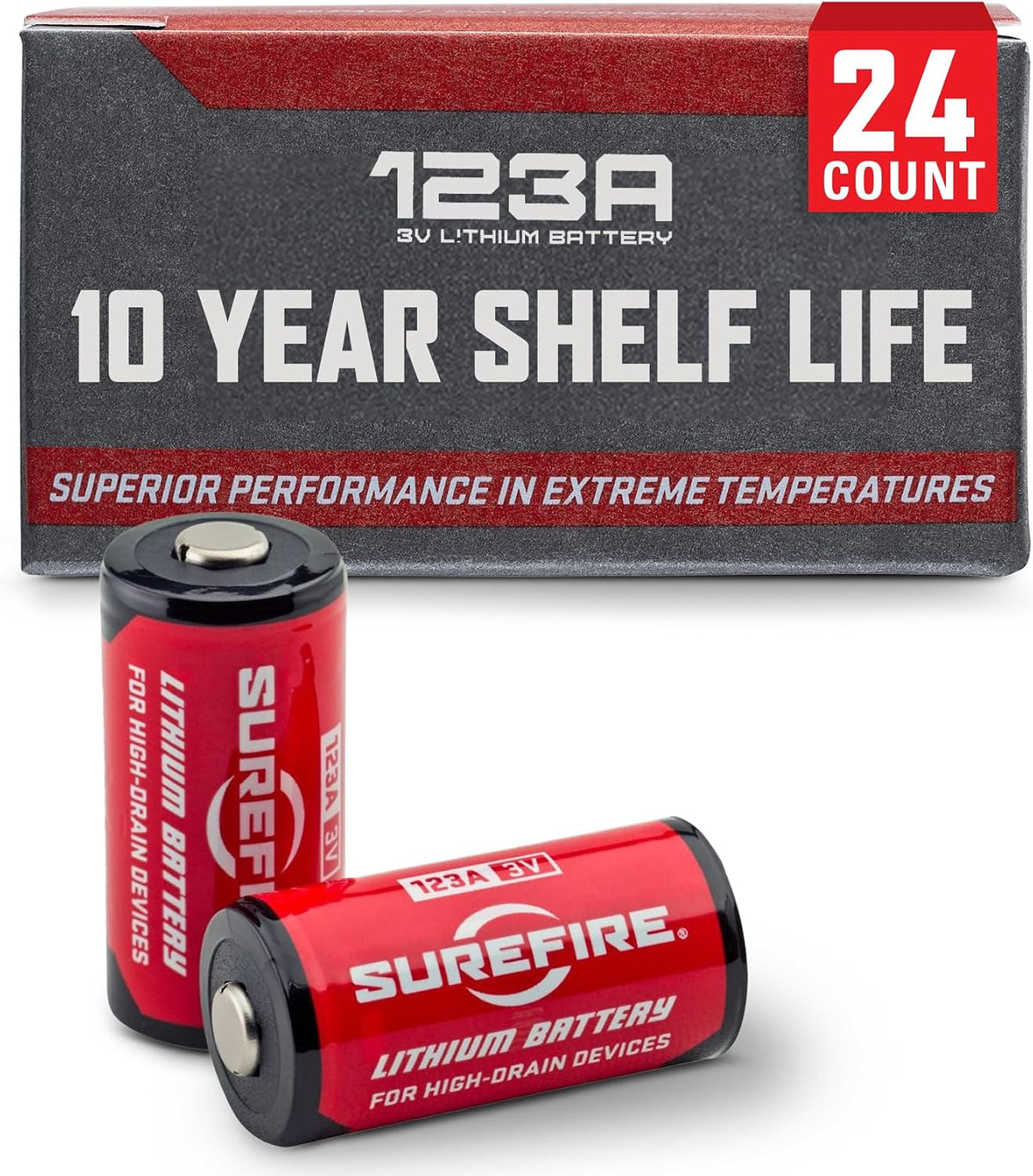 SureFire CR123A 3V Lithium Battery - 12 Pack SF123A Batteries