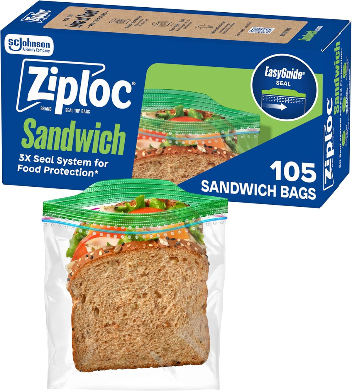 Ziploc Sandwich & Snack Bags, Food Storage, Easy Open & Close, 270 Count