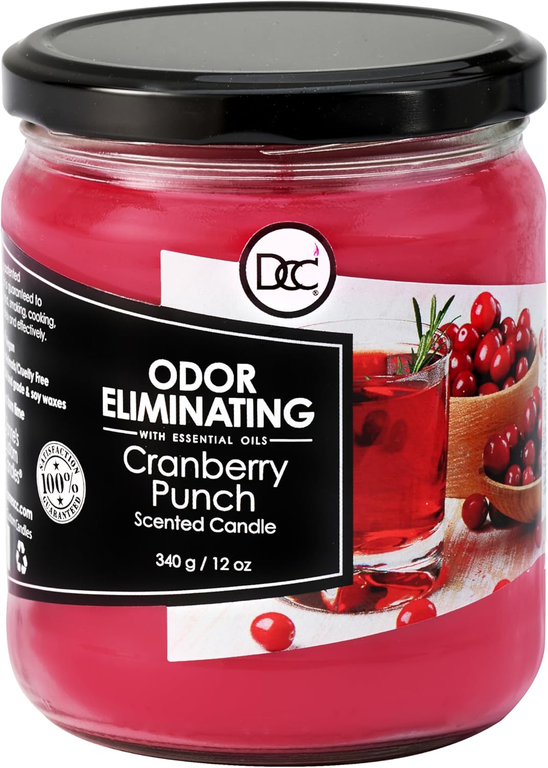 Vanilla Bean Odor Eliminating Highly Fragranced Candle - Eliminates 95% of Pet, Smoke, Food, and Other Smells Quickly - Up to 80 Hour Burn time - 12 Ounce Premium Soy Blend