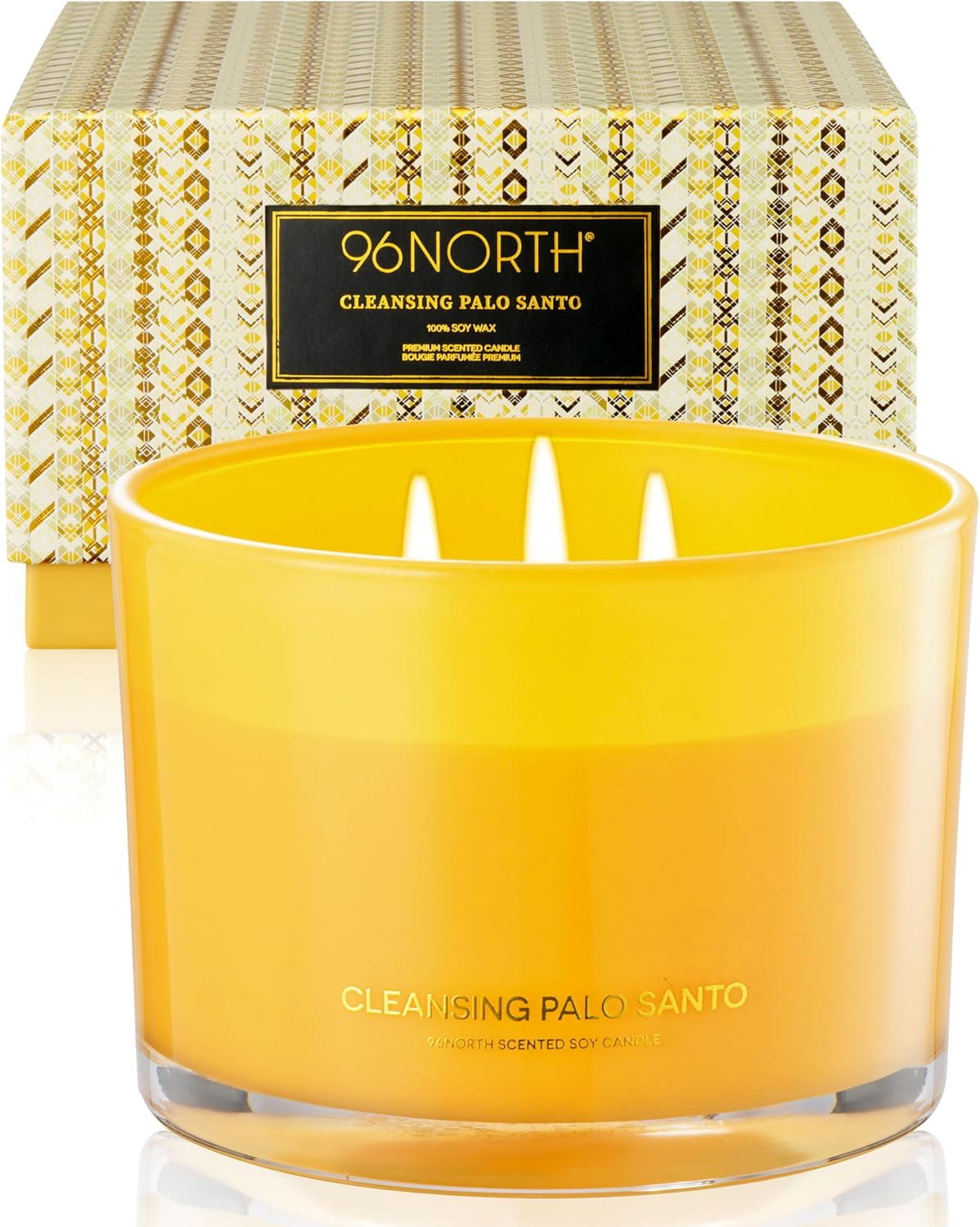 96NORTH Luxury Vanilla Soy Candles | Large 3 Wick Jar Candle | Up to 50 Hours Burning Time | 100% Natural Soy Wax | Relaxing Aromatherapy Aesthetic Candle | Housewarming Gift for Men and Women