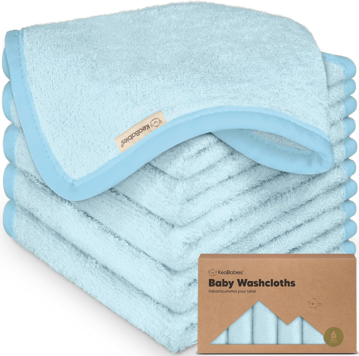 6-Pack Baby Washcloths, Soft Absorbent Washcloths for Face, Body (White)