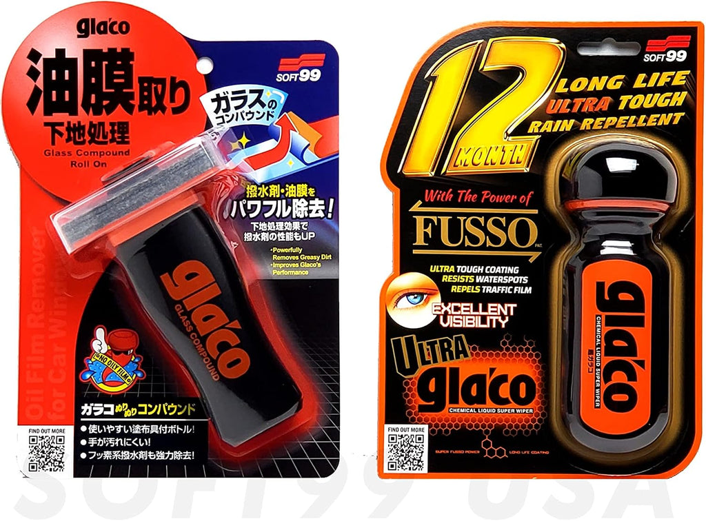 SOFT99 Glaco Compound Roll On 100ml & Ultra Glaco 70ml Bundle Pack