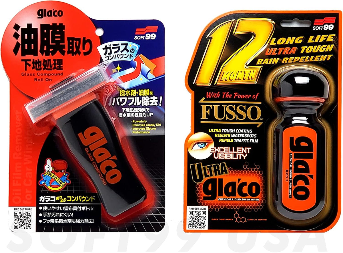 SOFT99 Glaco Compound Roll On 100ml & Ultra Glaco 70ml Bundle Pack