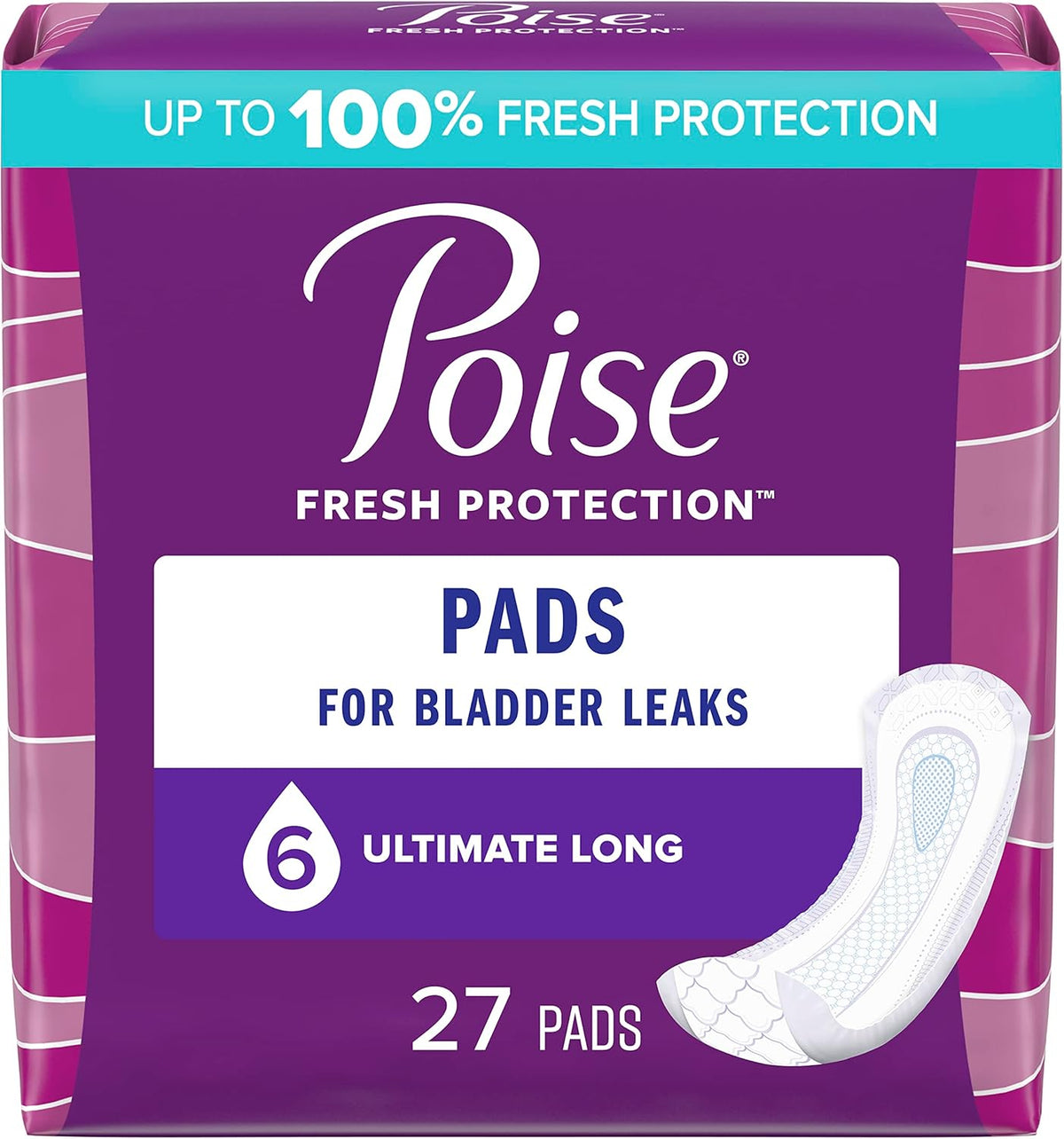 Poise Incontinence Pads for Women, 6 Drop, Long, 90 ct