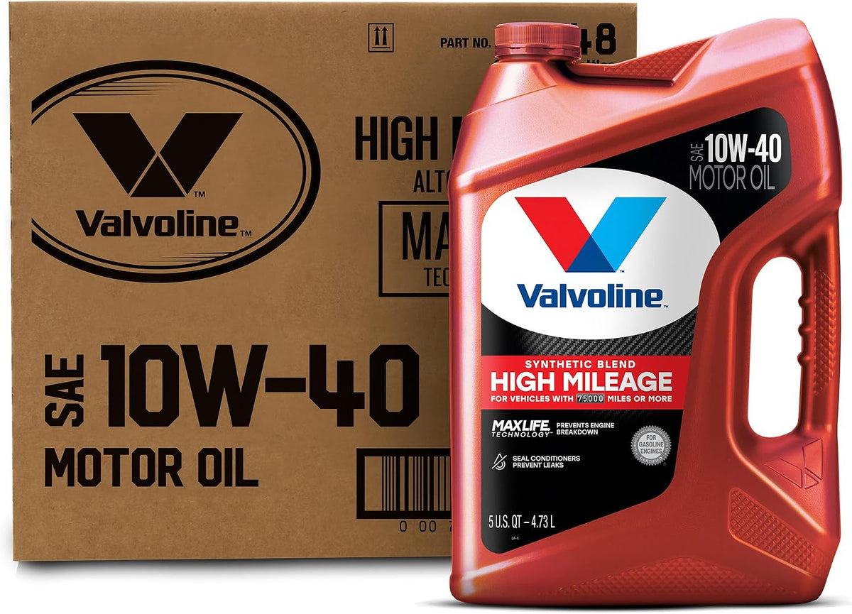 Valvoline High Mileage with MaxLife Technology SAE 10W-40 Synthetic Blend Motor Oil 5 QT