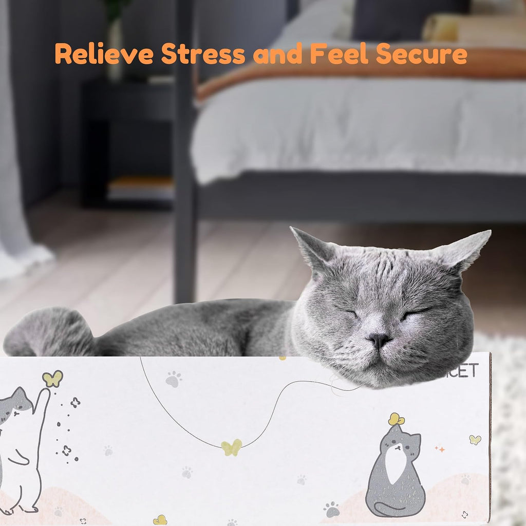 PatiencET Cat Scratch Pad with Box, 4 Pack Cardboard Scratcher Lounge Bed