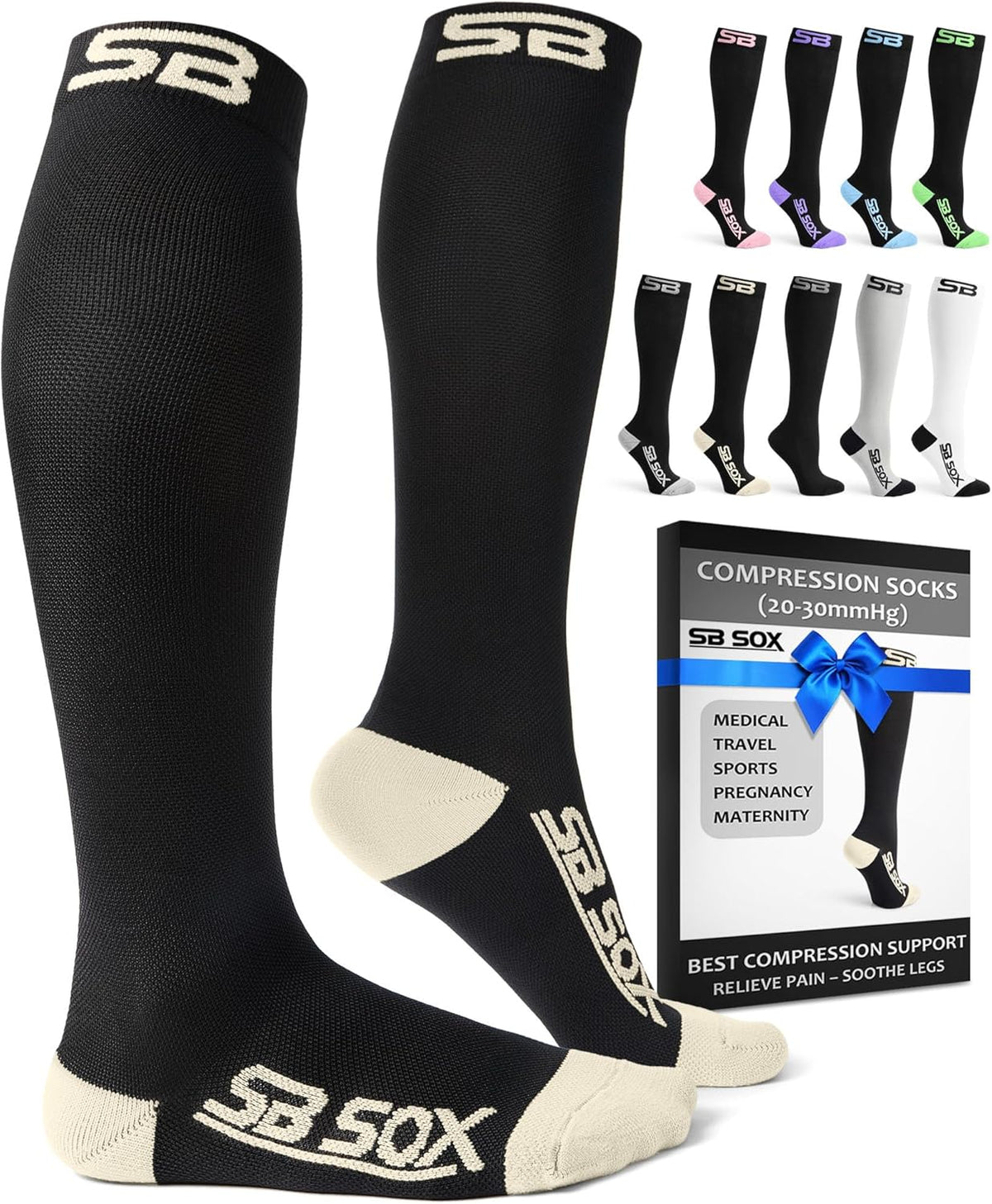 SB SOX Compression Socks for Men & Women (20-30mmHg)