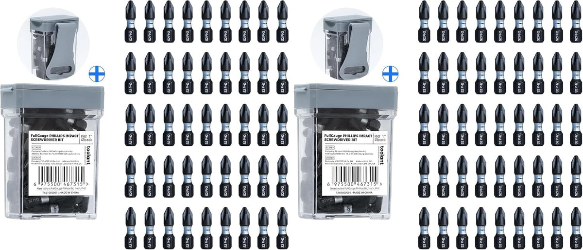 toolant PH2 Phillips Impact Bit Set, 2 Inch, 10-Piece, Magnetic