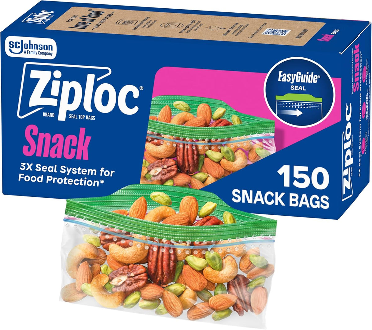 Ziploc Snack Bags, Food Storage, Easy Open & Close, 108 Count