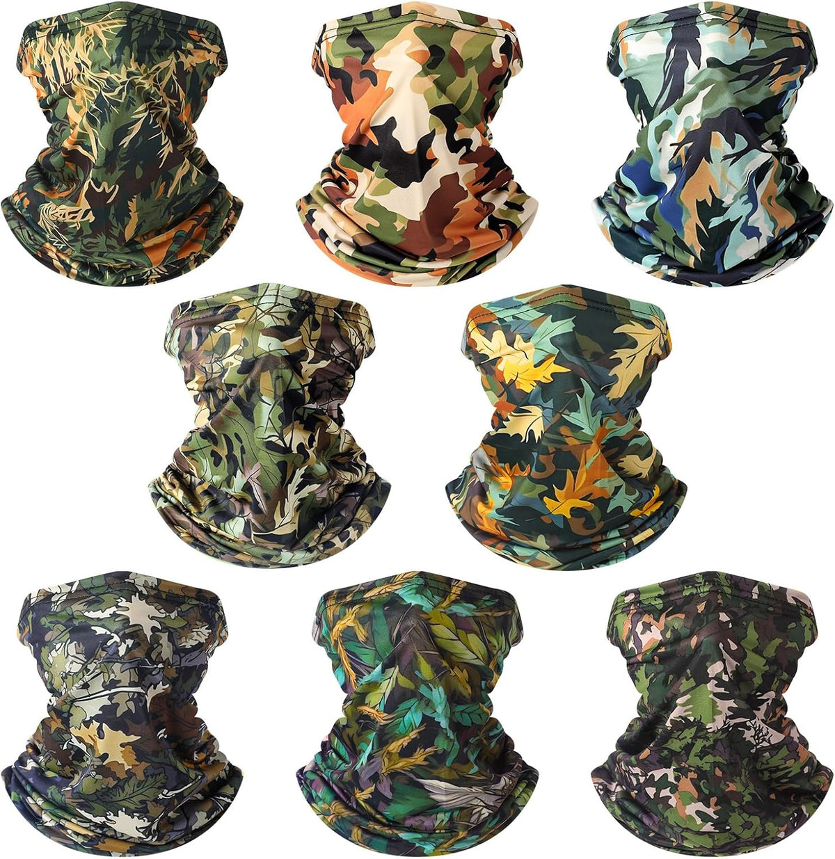 SATINIOR Summer Camo Neck Gaiter UV Protection Cooling Face Mask Sun Hood Bandanas for Men Women Sunscreen Breathable Bandana