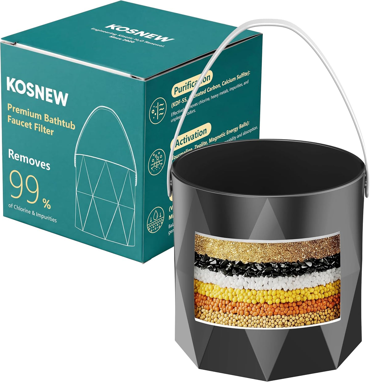 KOSNEW® Bath Faucet Filter, 10-Stage Advanced Shower Water Filter