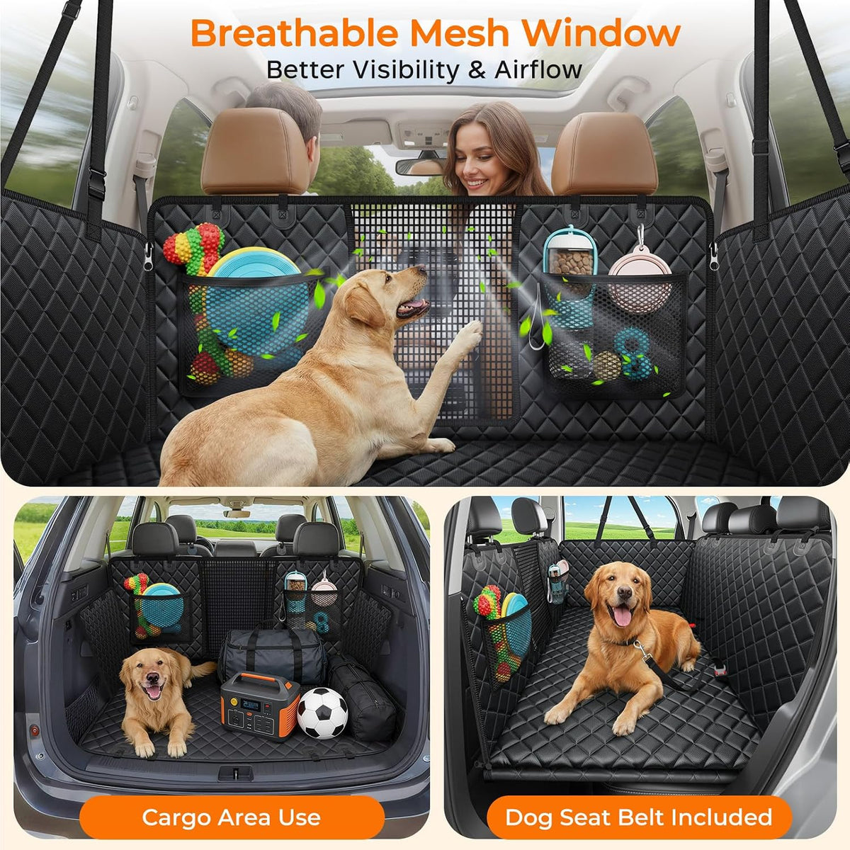 URPOWER Back Seat Extender for Dogs, Large Hard Bottom Dog Car Seat Cover