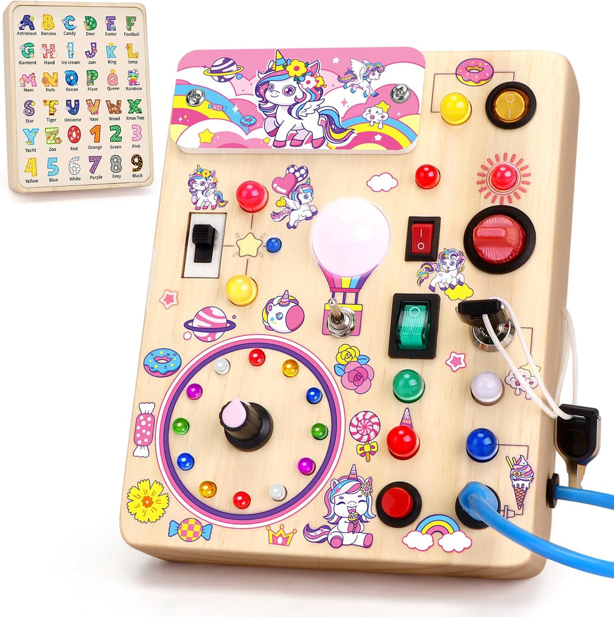 Grarain Busy Board for Toddlers - Montessori Educational Toy for 1-3 Year Old Boys & Girls | Travel-Friendly Sensory Learning Activity | Ideal for Kids with Autism(Clocks Busy Board)