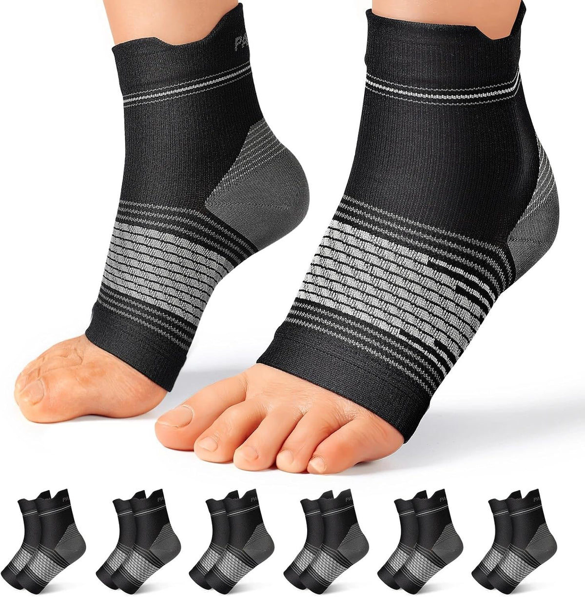 PAPLUS 6 Pairs Compression Socks Women & Men for Plantar Fasciitis Relief