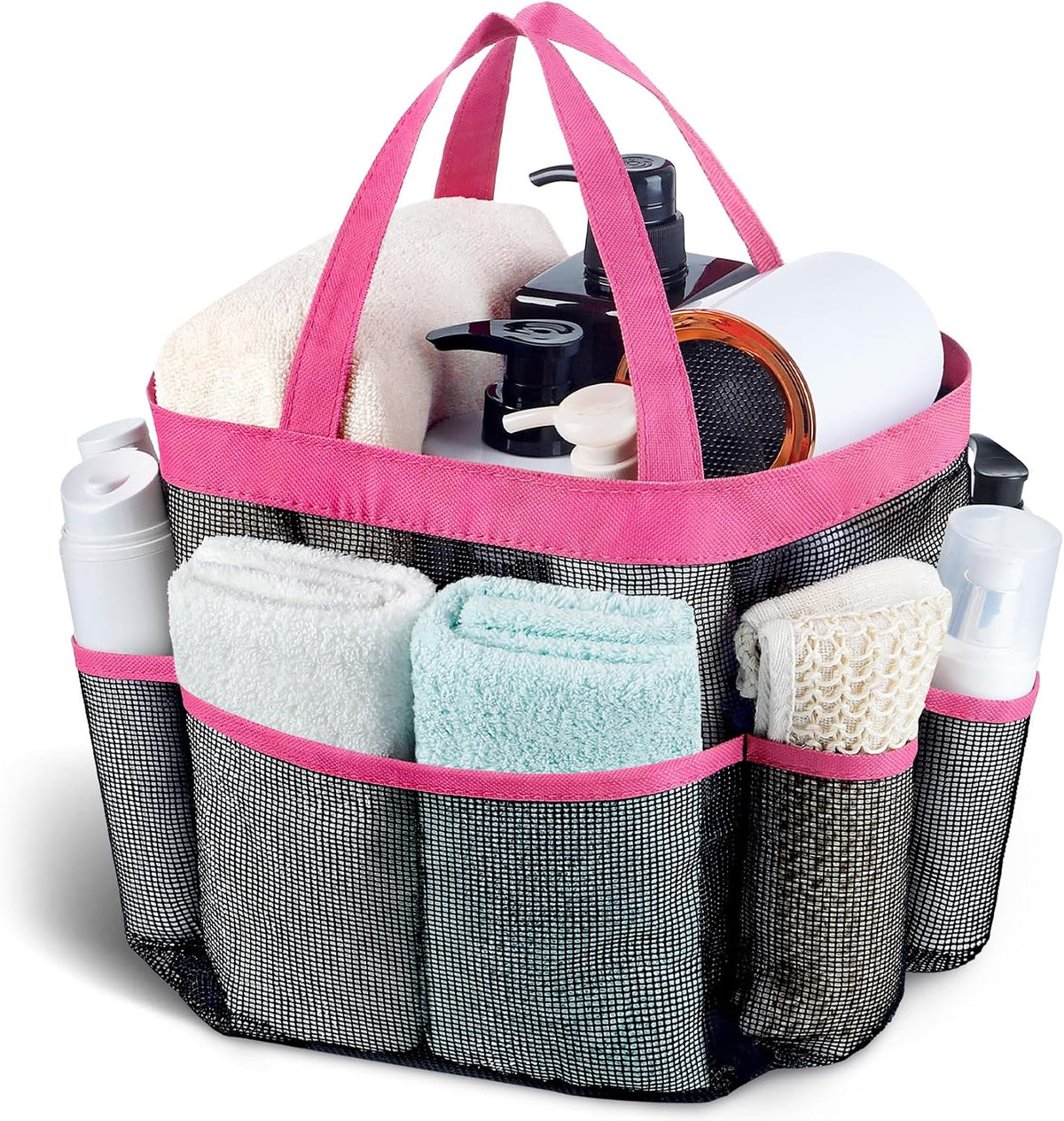 Mesh Shower Caddy Portable - 9 Pockets, Shower Bag for Dorm Room Camping