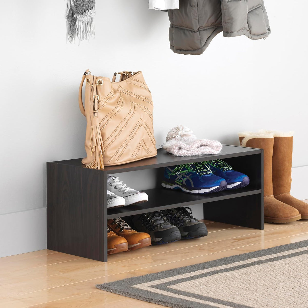 Whitmor Stackable 31" Extra Wide 2-Shelf Storage Organizer, White