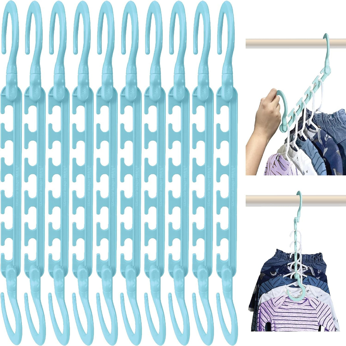 Wonder Hanger Max Space Saving Closet Hangers, 10-Pack, 360° Swivel, Grey