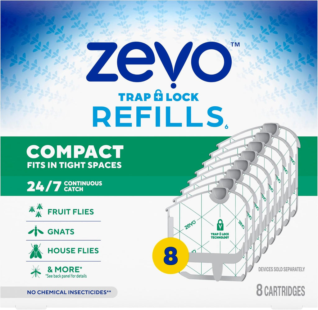 Zevo Compact Flying Insect Trap for Gnats & Fruit Flies, 1 Base & 3 Refills
