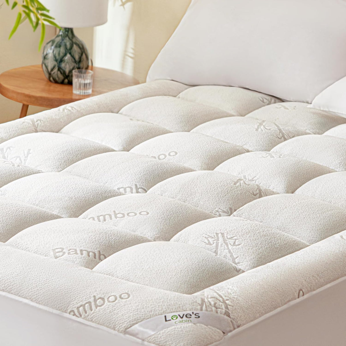 Love's cabin Twin XL Mattress Topper Viscose Derived from Bamboo, Thick Pillow Top Mattress Pad with Stretchable Pockets for 8"-20" Mattress, Soft Breathable Cooling Mattress Topper for Hot Sleepers
