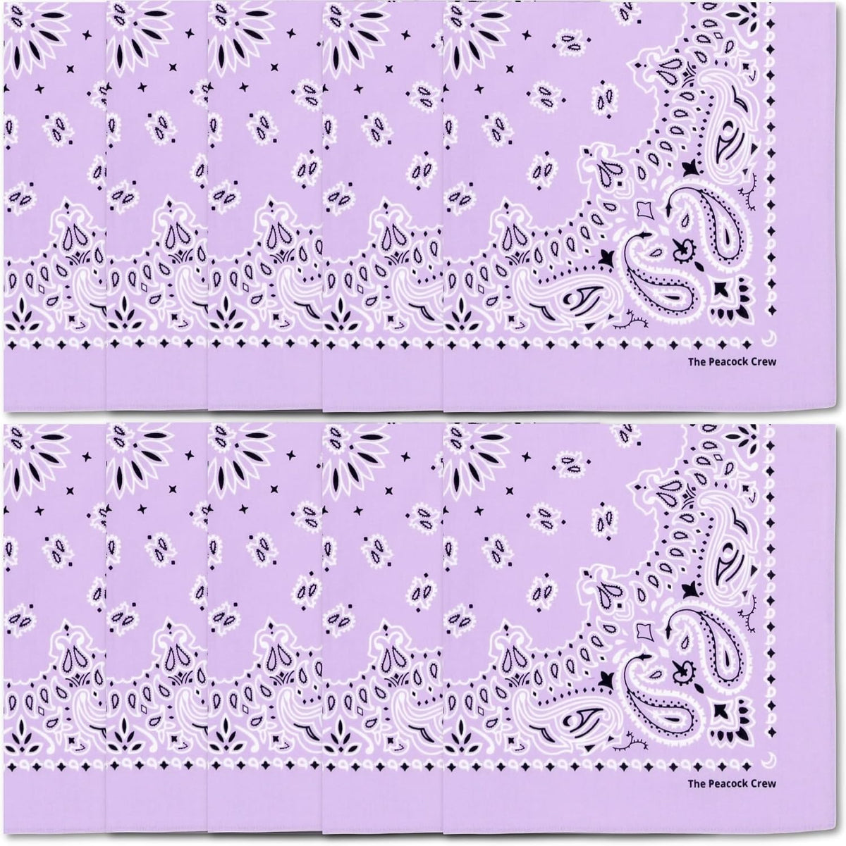 The Peacock Crew Premium Soft Cotton Bandanas Pack for Men and Women Paisley 22 x 22 inches