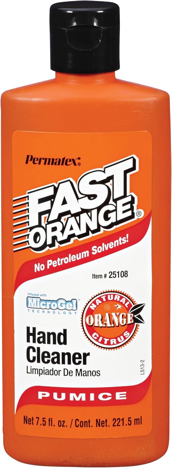 Fast Orange 25219 Pumice Lotion, Heavy Duty Hand Cleaner, Natural Citrus Scent, Waterless Cleaner for Mechanics, Strong Grease Fighter, 1 Gallon