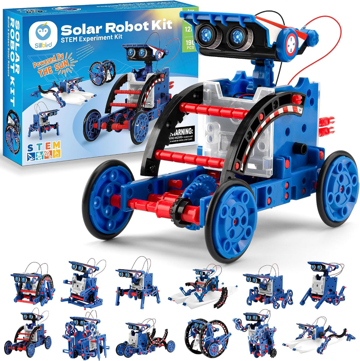 Sillbird 12-in-1 Solar Robot Building Kit STEM Gift for Boys Ages 8-13