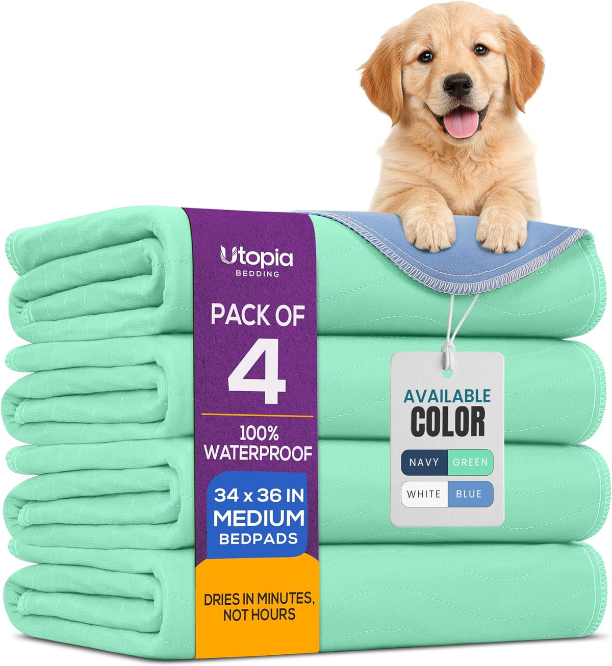 4 Pack Waterproof Reusable Heavy Absorbency Incontinence Bed Pads 34"x36"