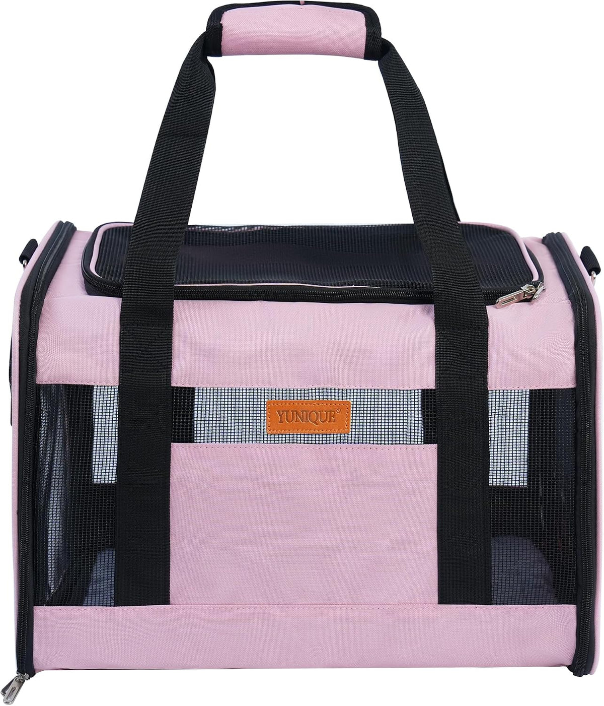 YUNIQUE Soft-Sided Cat & Dog Carrier for Pets Up to 15 Lbs, Airline Approved Collapsible Travel Puppy Carrier with Lightweight Fabric Design (Grey)