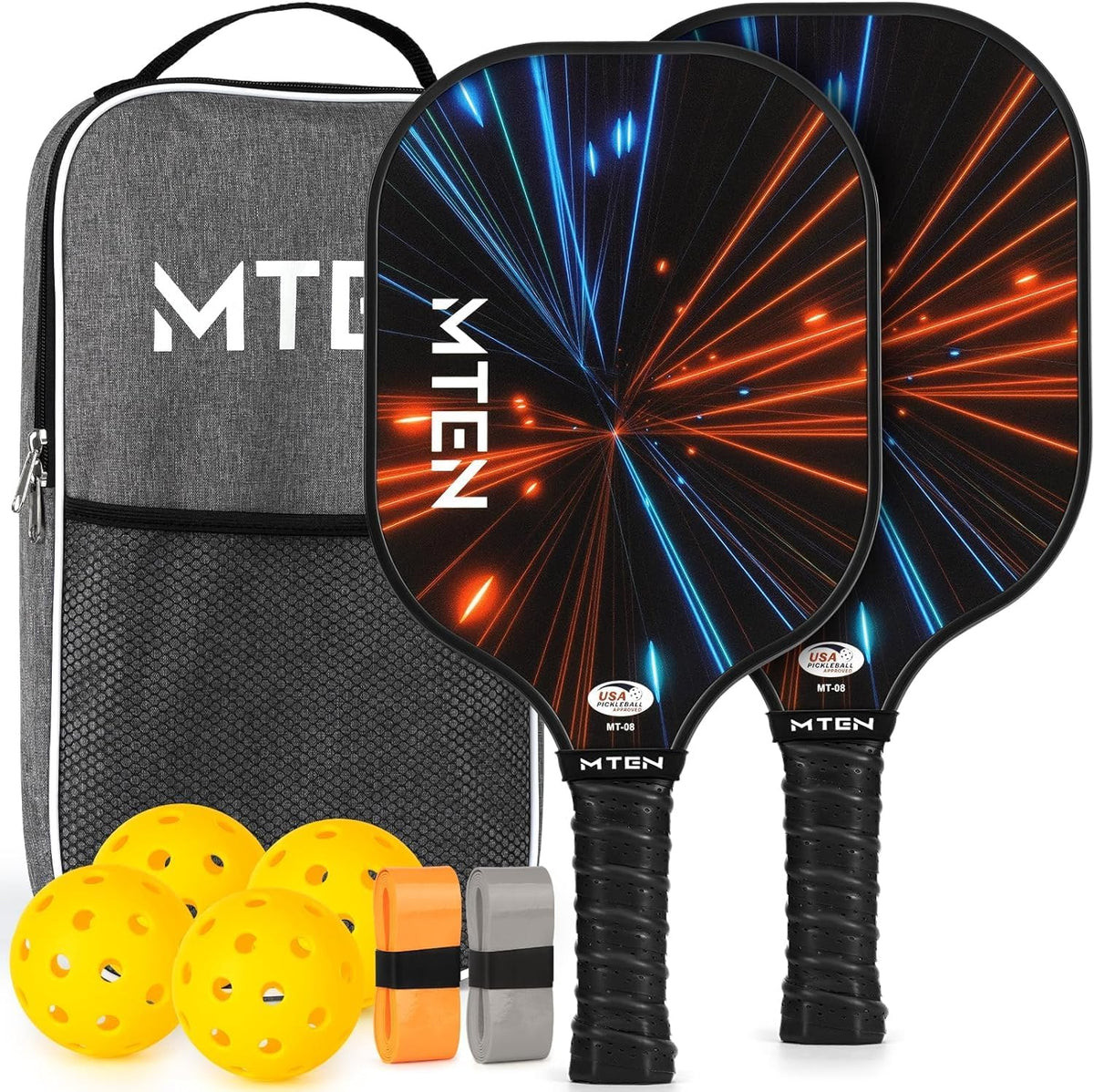 MTEN Pickleball Paddles Set of 2/4/1, USAPA Approved Fiberglass Rackets