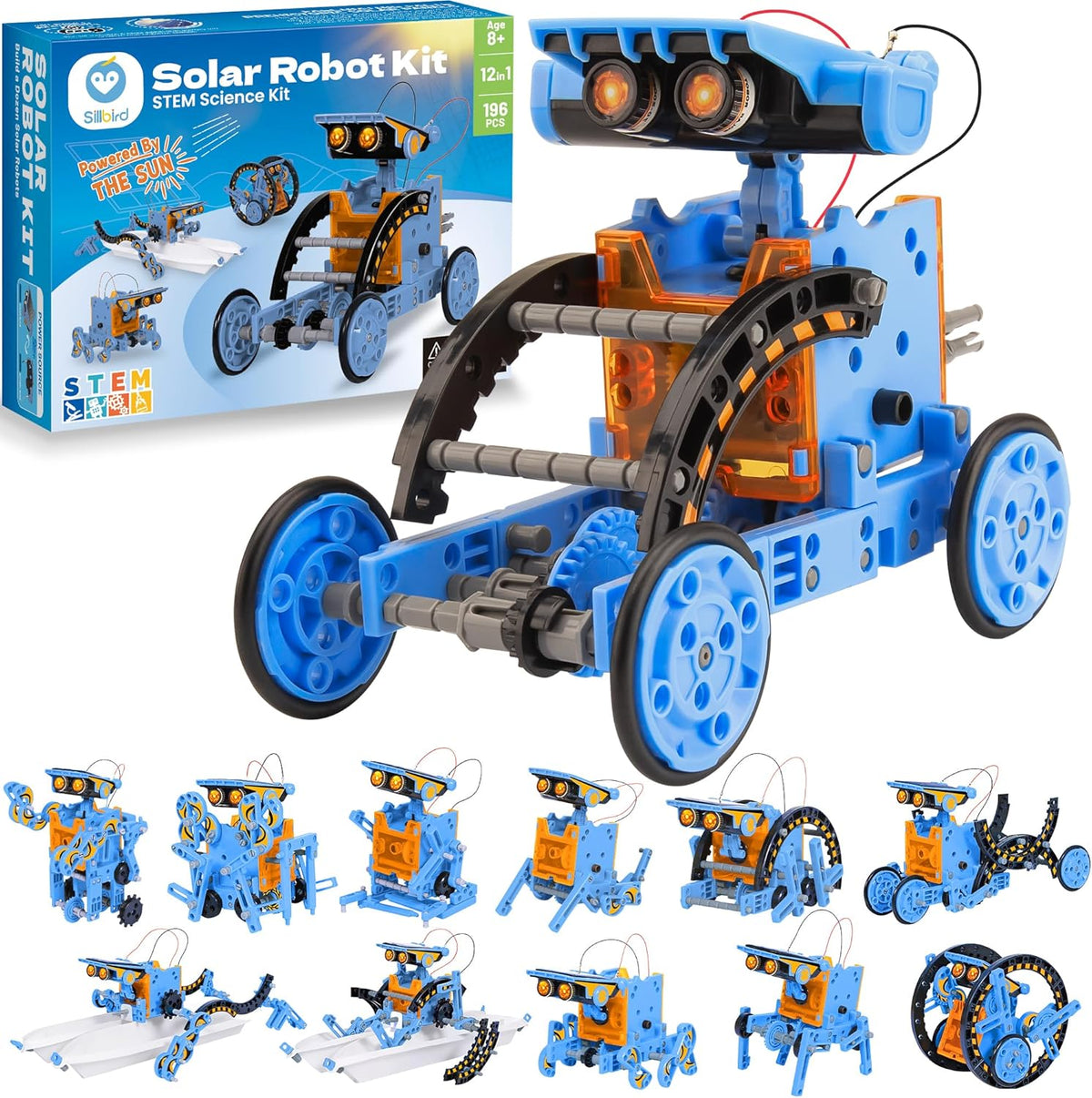 Sillbird 12-in-1 Solar Robot Building Kit STEM Gift for Boys Ages 8-13