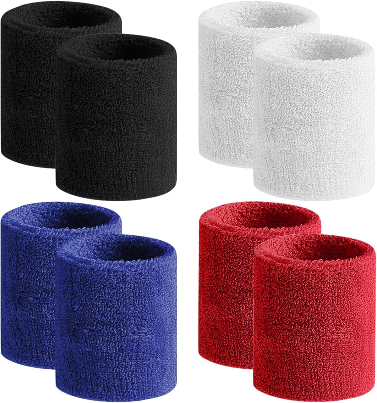 BEACE Sweatbands Sports Wristband for Men & Women -8pcs Moisture Wicking Athletic Cotton Terry Cloth Sweatband for Tennis, Basketball, Running, Gym, Working Out