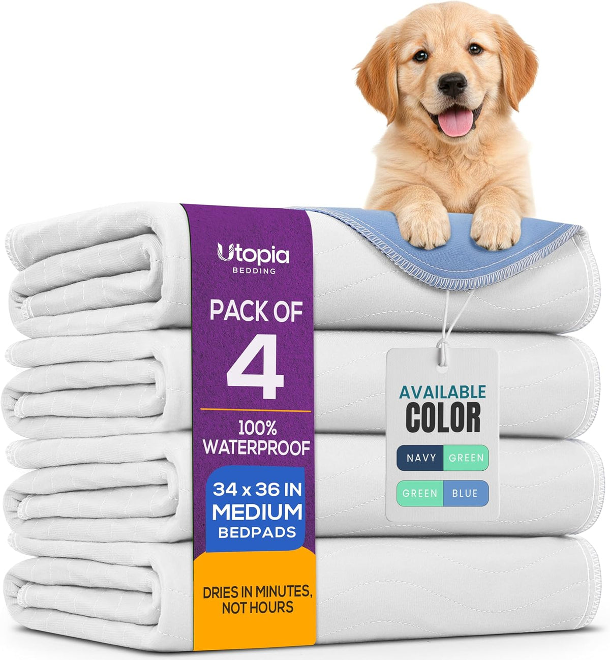 4 Pack Waterproof Reusable Heavy Absorbency Incontinence Bed Pads 34"x36"