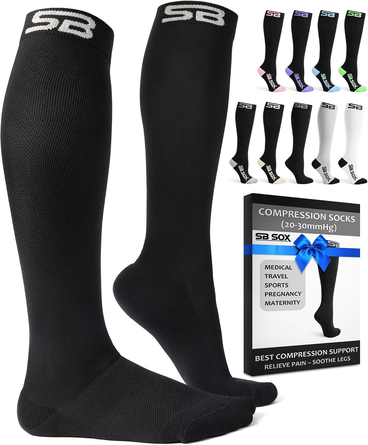SB SOX Compression Socks for Men & Women (20-30mmHg)