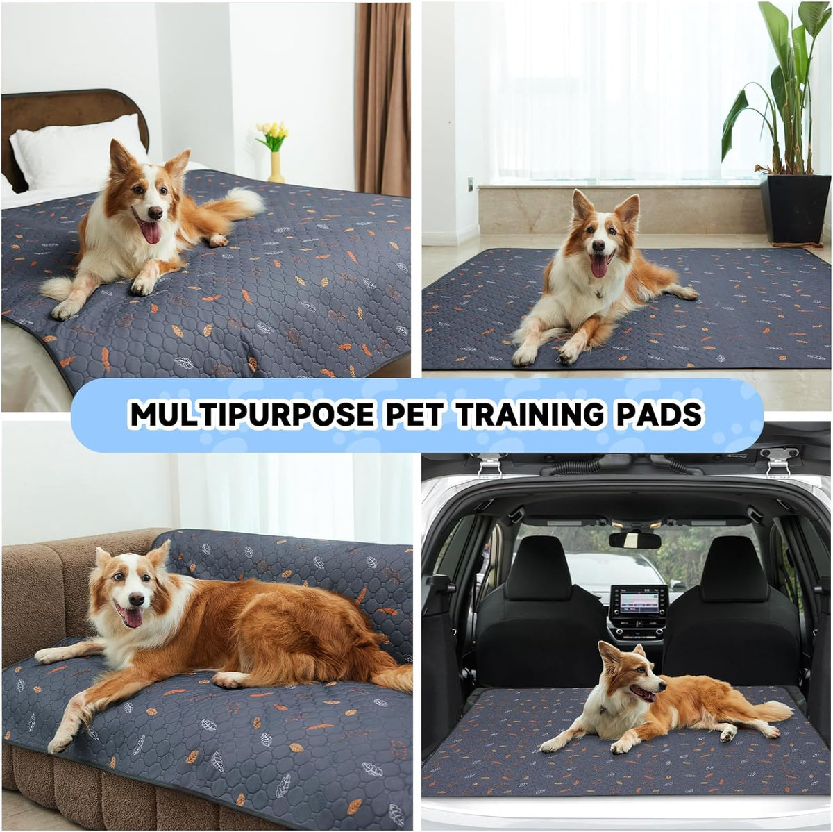 Sunheir Washable Pee Pads for Dogs, Reusable Puppy Pads for Dog Playpen 2PC | Thick Super Absorbent, Leak-Proof & Non-Slip, Waterproof Dog Pads for Puppy Playpen, Crate, Whelping Box, Potty Training Grey