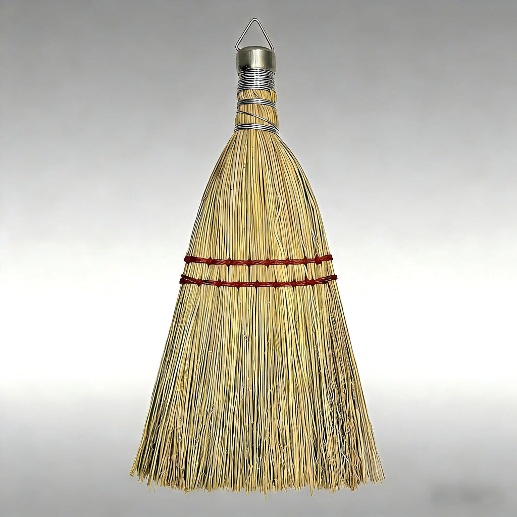 12 Inch Corn Handmade Broom Mini Whisk Made of Natural Corn Broom Straw with a Solid Metal Hang Design for Outdoor Car Porch Debris Dust Dirt Driveways Sidewalks Halloween