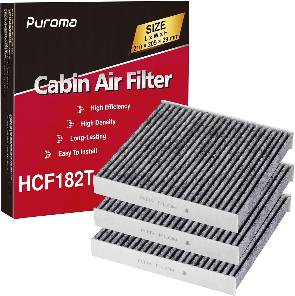 Puroma 2 Cabin Air Filter Activated Carbon for CP182 CF11182 Honda Acura
