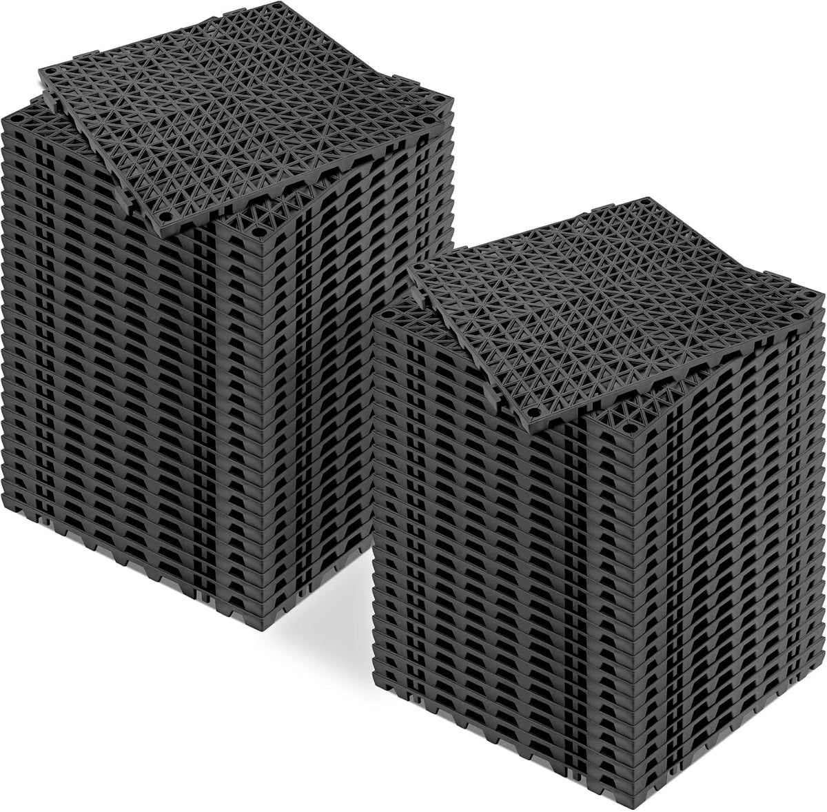ToLanbbt Modular Interlocking Cushion 12P 11.8" x 11.8" Interlocking Rubber Floor Drain Holes Non-Slip Splicing Drainage Mats for Deck, Shower, Kitchen, Drain Pool, Sauna Bath, Indoor Outdoor (Black)