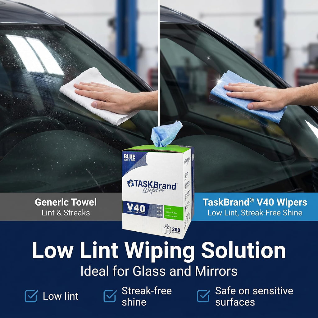 TaskBrand N-V040CGB Blue V40 Value Series Center Pull Wiper Sheets, All-Purpose Disposable Cleaning Towels, 10 x 11.5 Inches, Roll of 200