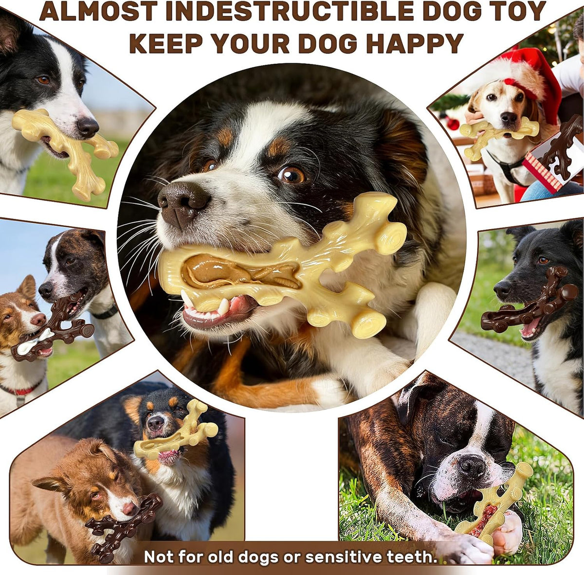 SIHRMIU 2 Pack Dog Chew Toys for Aggressive Chewers,Boredom and Stimulating Best Dog Toys for Medium/Large Breed,Tough Almost Indestructible Dog Bones for Teeth Cleaning and Training
