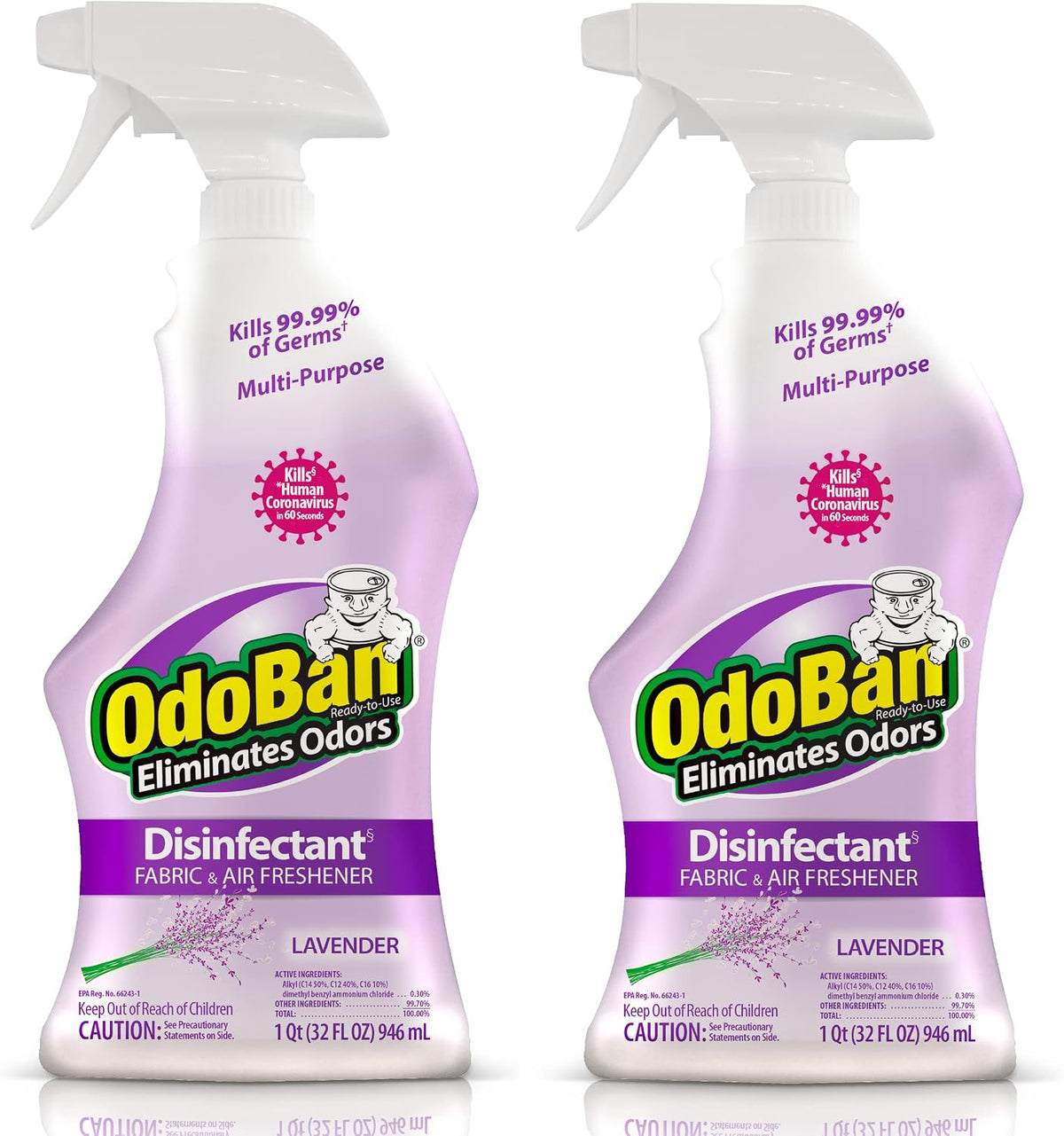OdoBan Ready-to-Use Disinfectant and Odor Eliminator, 32 Ounce Spray Bottle, Lavender Scent