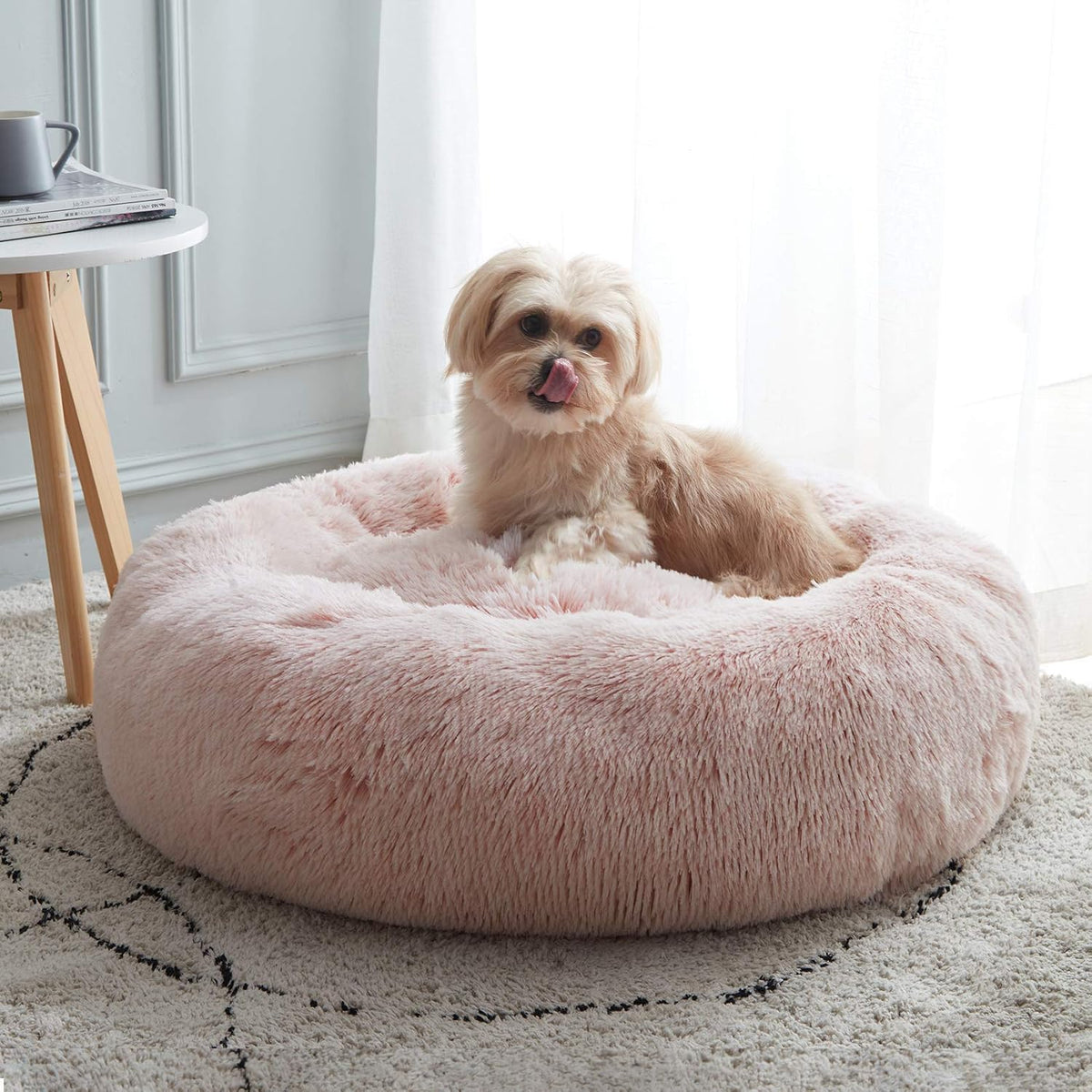 Western Home Calming Donut Cat Bed Small Dog Bed Washable,20" Light Grey