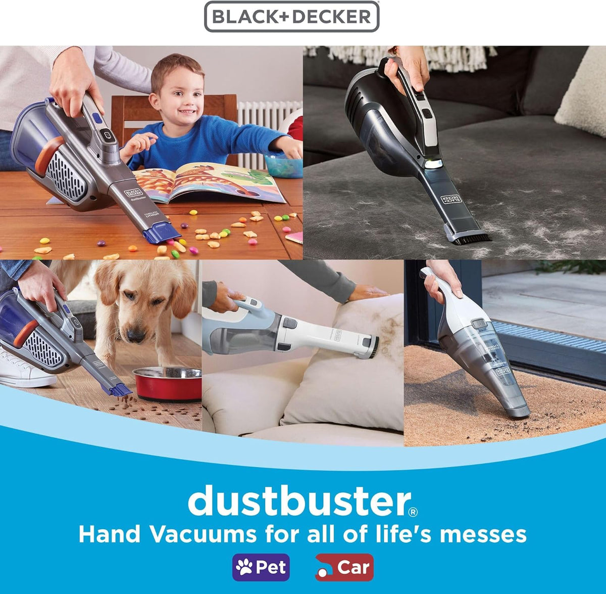 BLACK+DECKER dustbuster Portable Vacuum Cordless Handheld, Small Hand Vacuum Cleaner for Dorm Home and Car, Powerful 20V AdvancedClean+ (HHVK515J00FF)