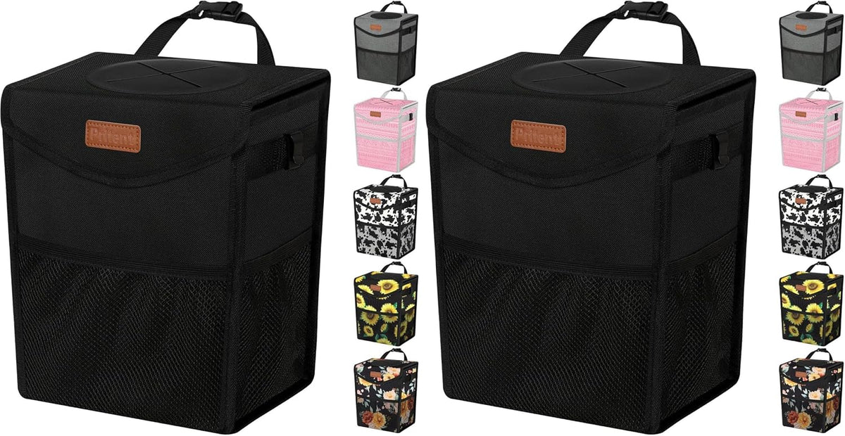 Pritent Car Trash Can with Lid Leakproof Car Garbage Bag Vehicle Trash Bin